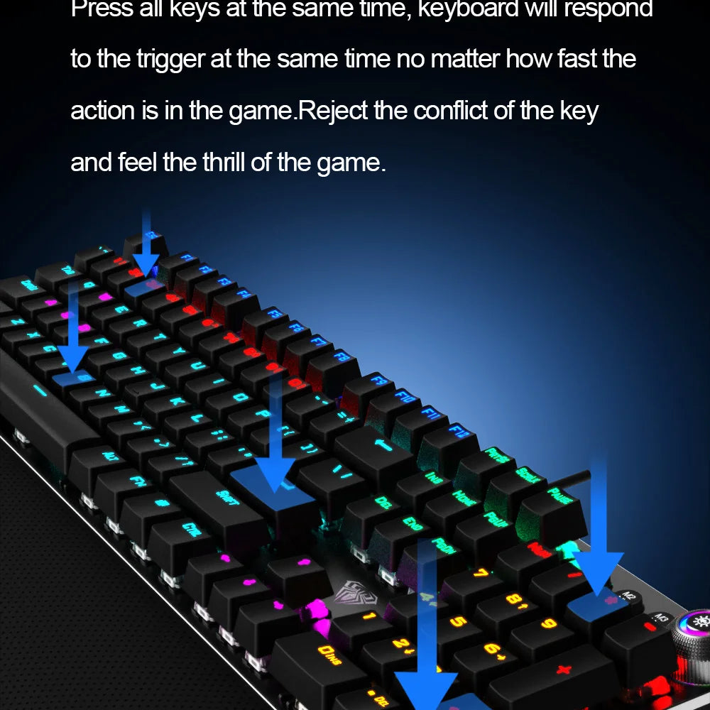 AULA F2088 Mechanical Gaming Keyboard with Backlit and Wrist Support