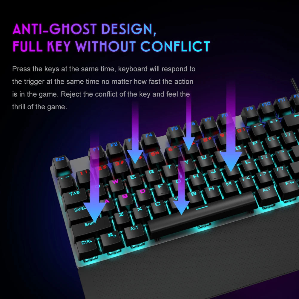 AULA F2088 Mechanical Gaming Keyboard with Backlit and Wrist Support