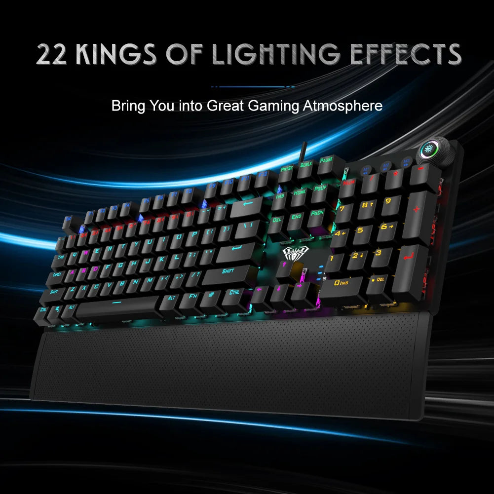 AULA F2088 Mechanical Gaming Keyboard with Backlit and Wrist Support