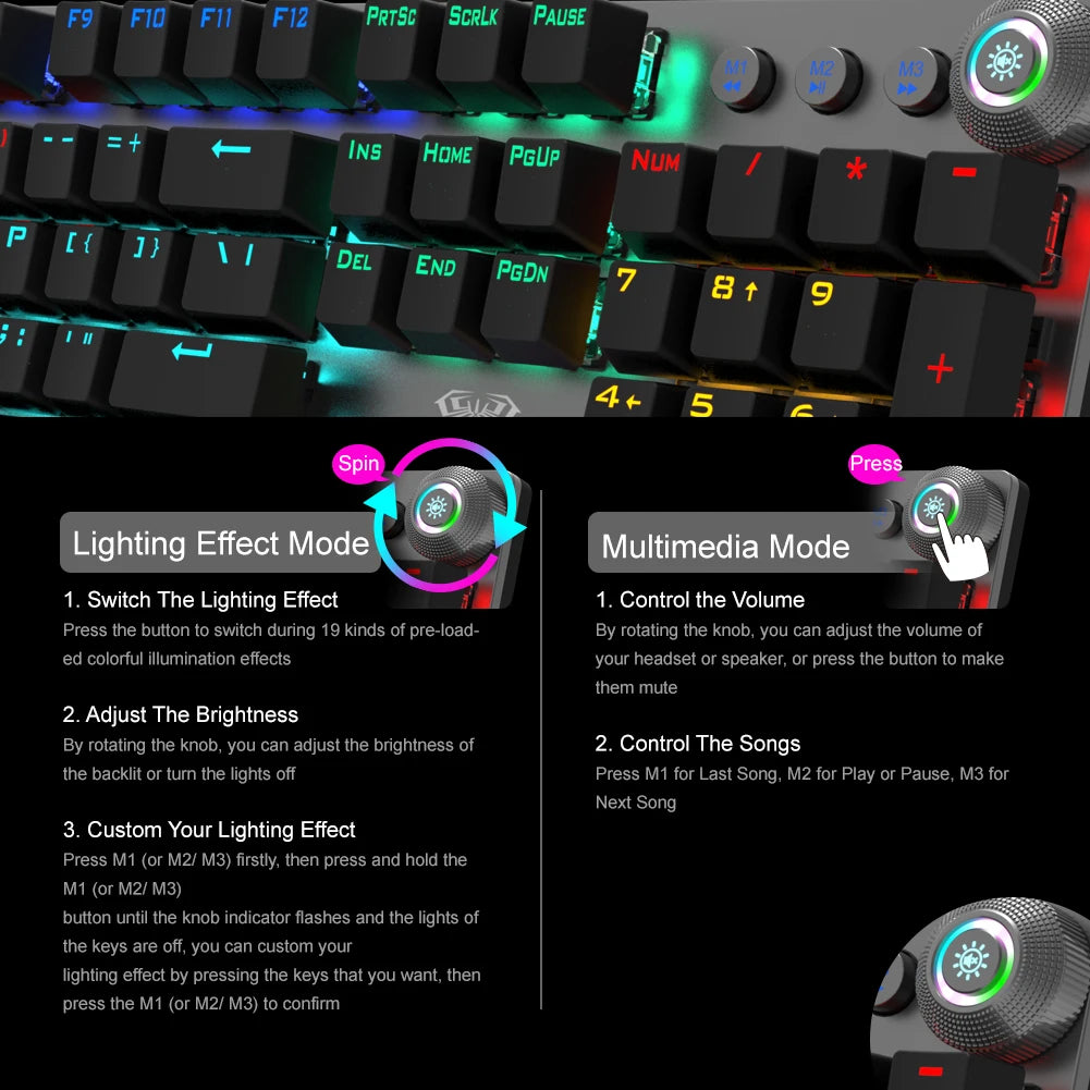 AULA F2088 Mechanical Gaming Keyboard with Backlit and Wrist Support