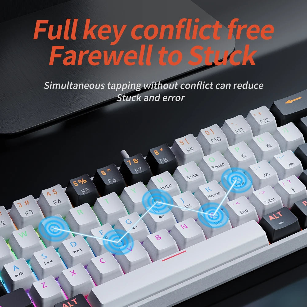 MK61 Mini Wired Mechanical Gaming Keyboard with Hot-Swappable Switches