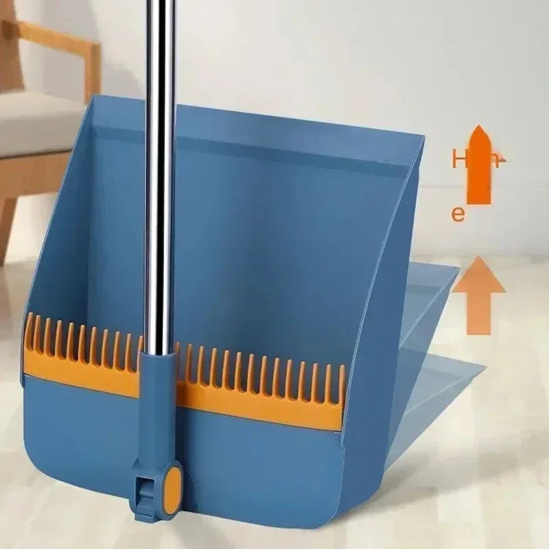 Plastic Broom and Dustpan Set with Hair Scraper