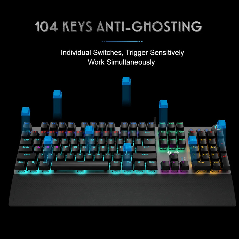 AULA F2088 Mechanical Gaming Keyboard with Backlit and Wrist Support