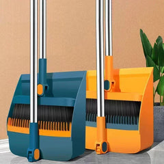 Plastic Broom and Dustpan Set with Hair Scraper