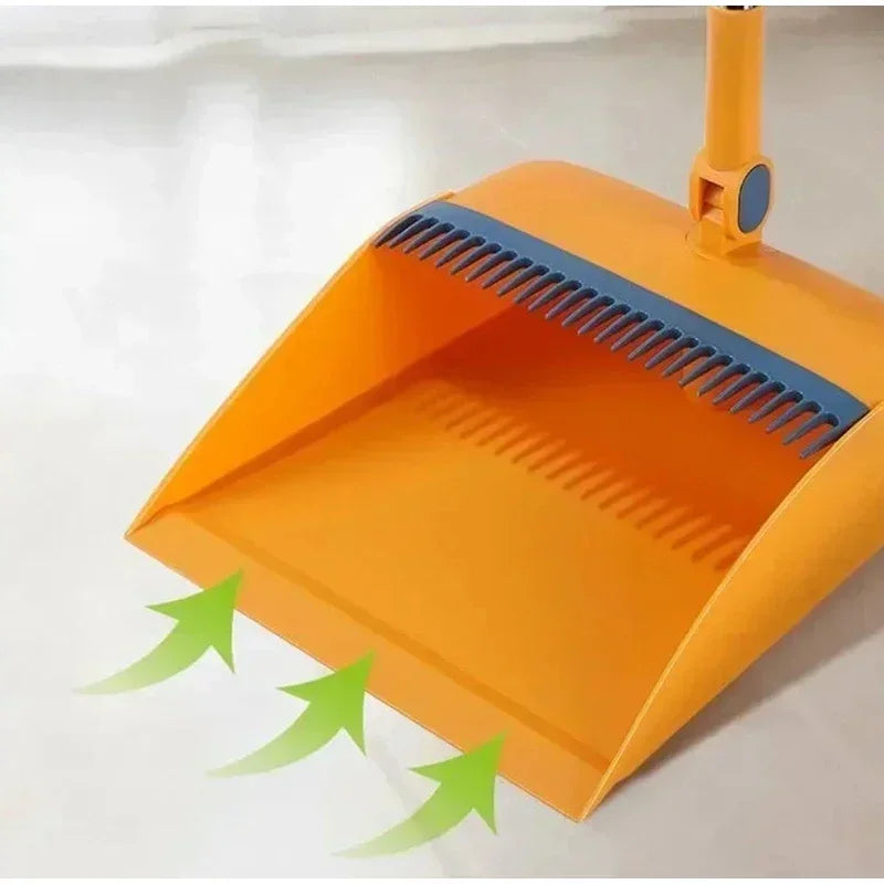 Plastic Broom and Dustpan Set with Hair Scraper