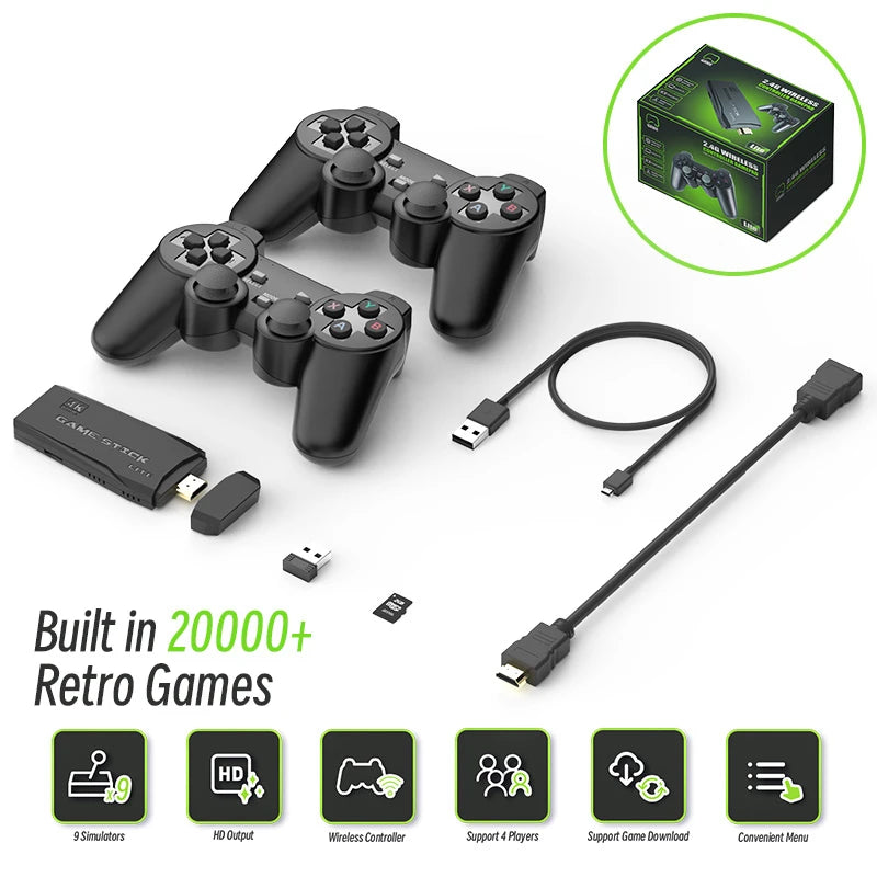 RetroFlix™ 4K Game Stick with Dual Wireless Controllers