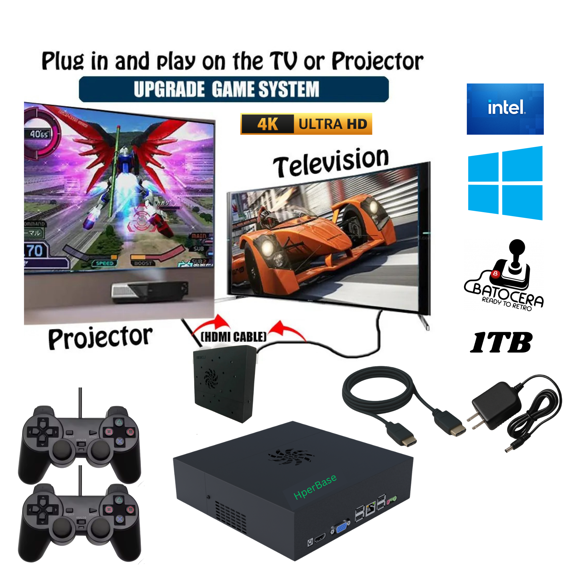 HyperBase™ Retro Series | 100,000+ Preloaded Games | Wii, Xbox, PS3, PS2, N64 80+ Systems