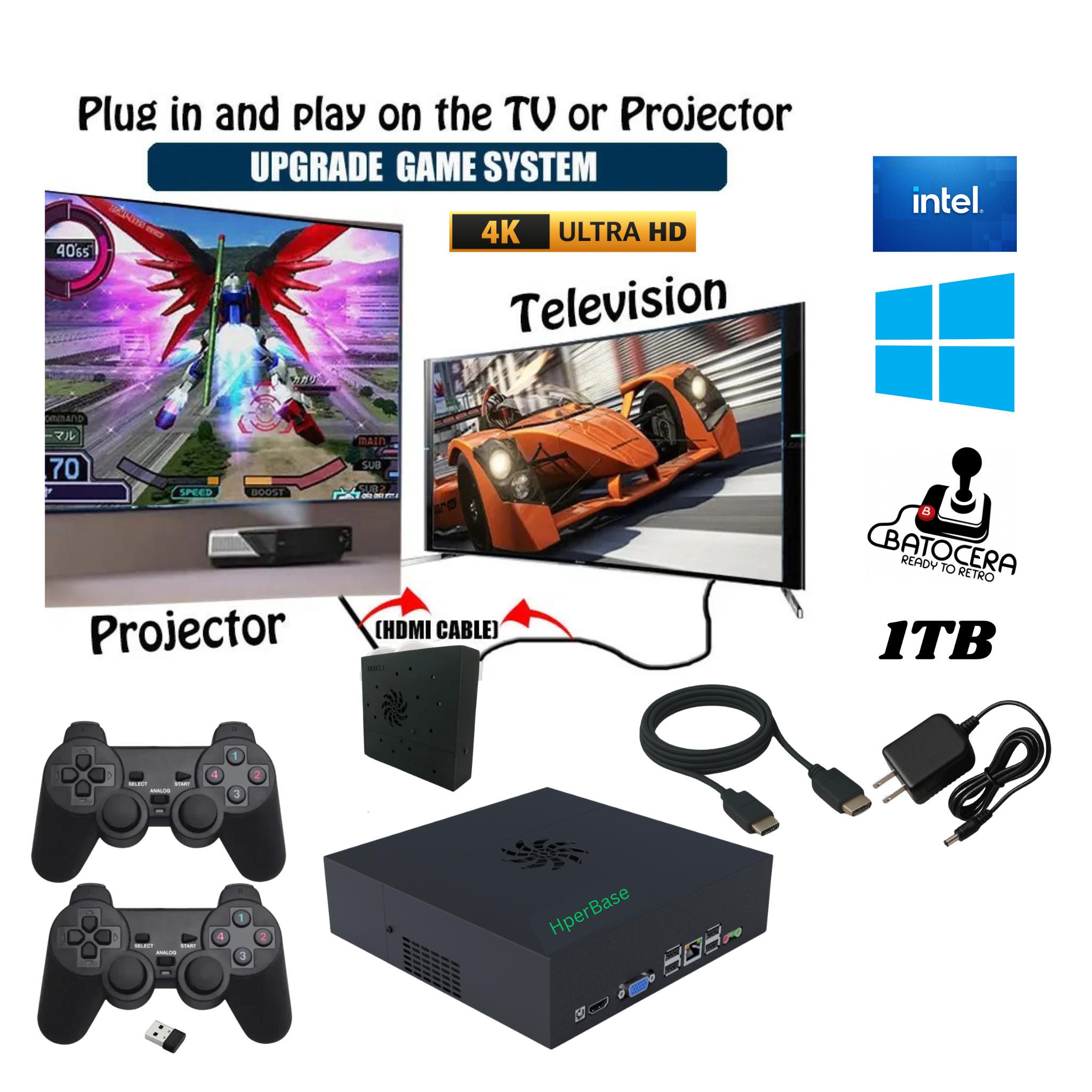 HyperBase™ Retro Series | 100,000+ Preloaded Games | Wii, Xbox, PS3, PS2, N64 80+ Systems