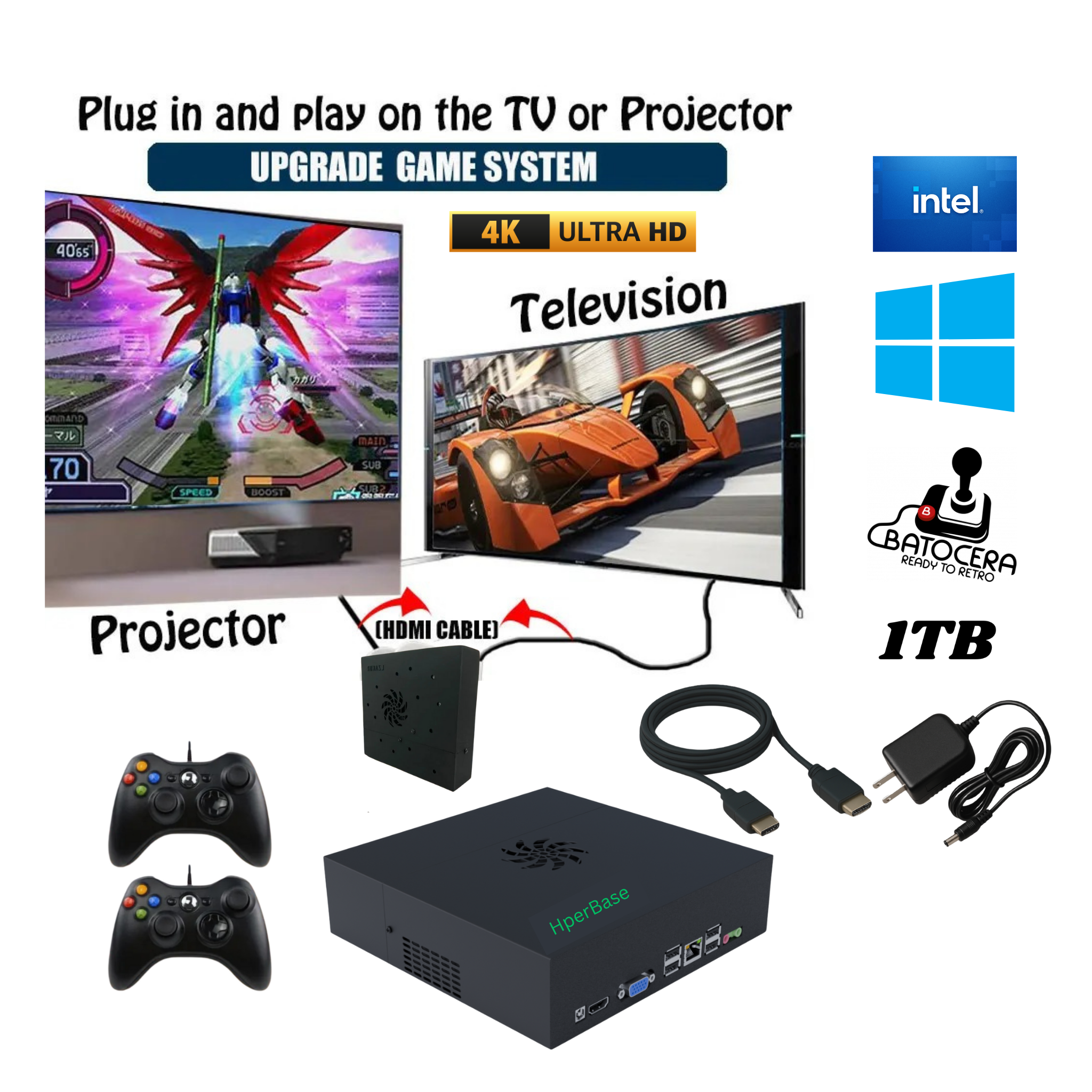 HyperBase™ Retro Series | 100,000+ Preloaded Games | Wii, Xbox, PS3, PS2, N64 80+ Systems